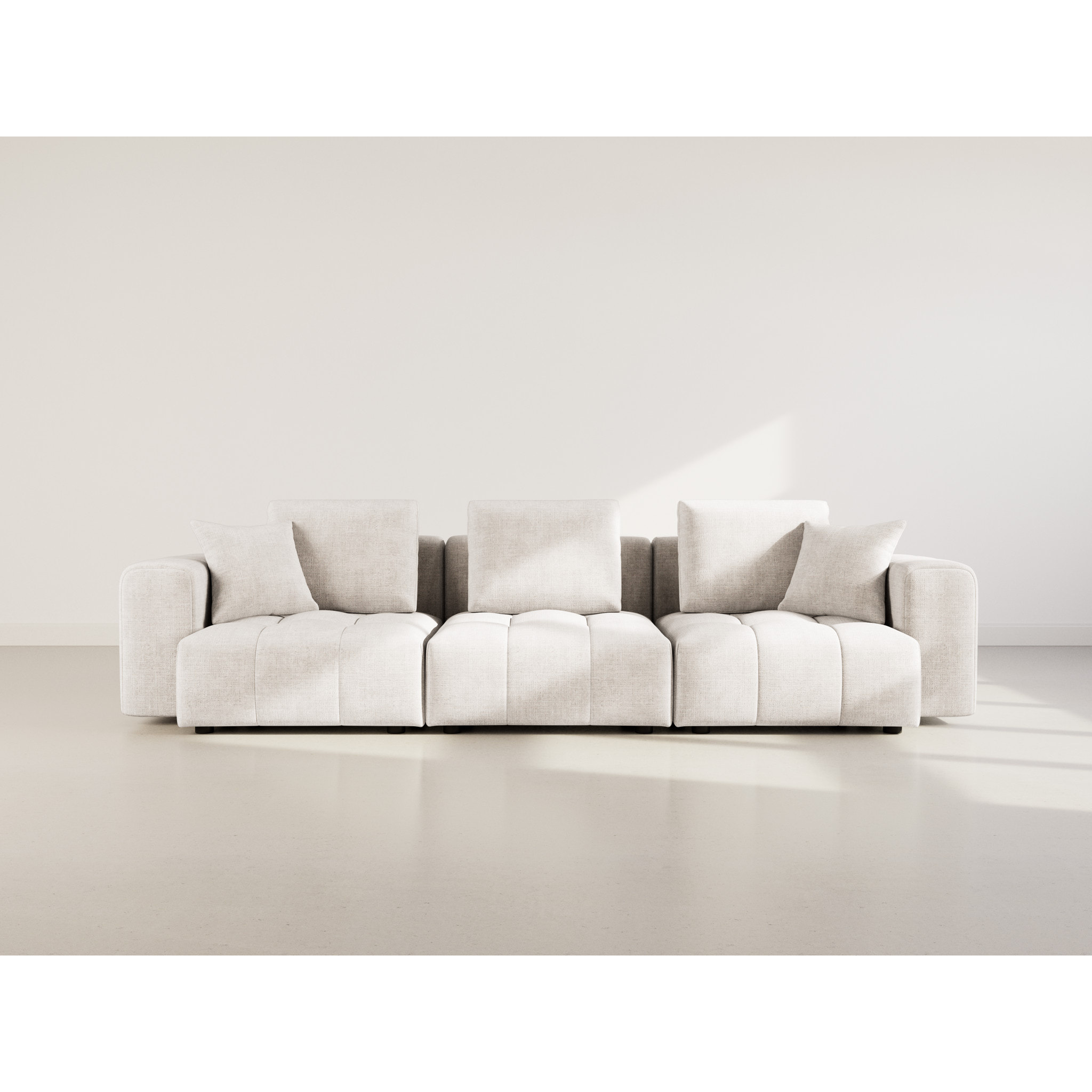 Colette - Canapé modulable 3 places en velours texturé - Beige