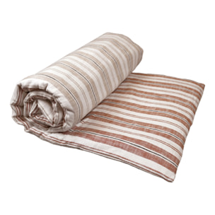 Édredon 100% coton rayures tapissier deux faces LOURMARIN - Beige