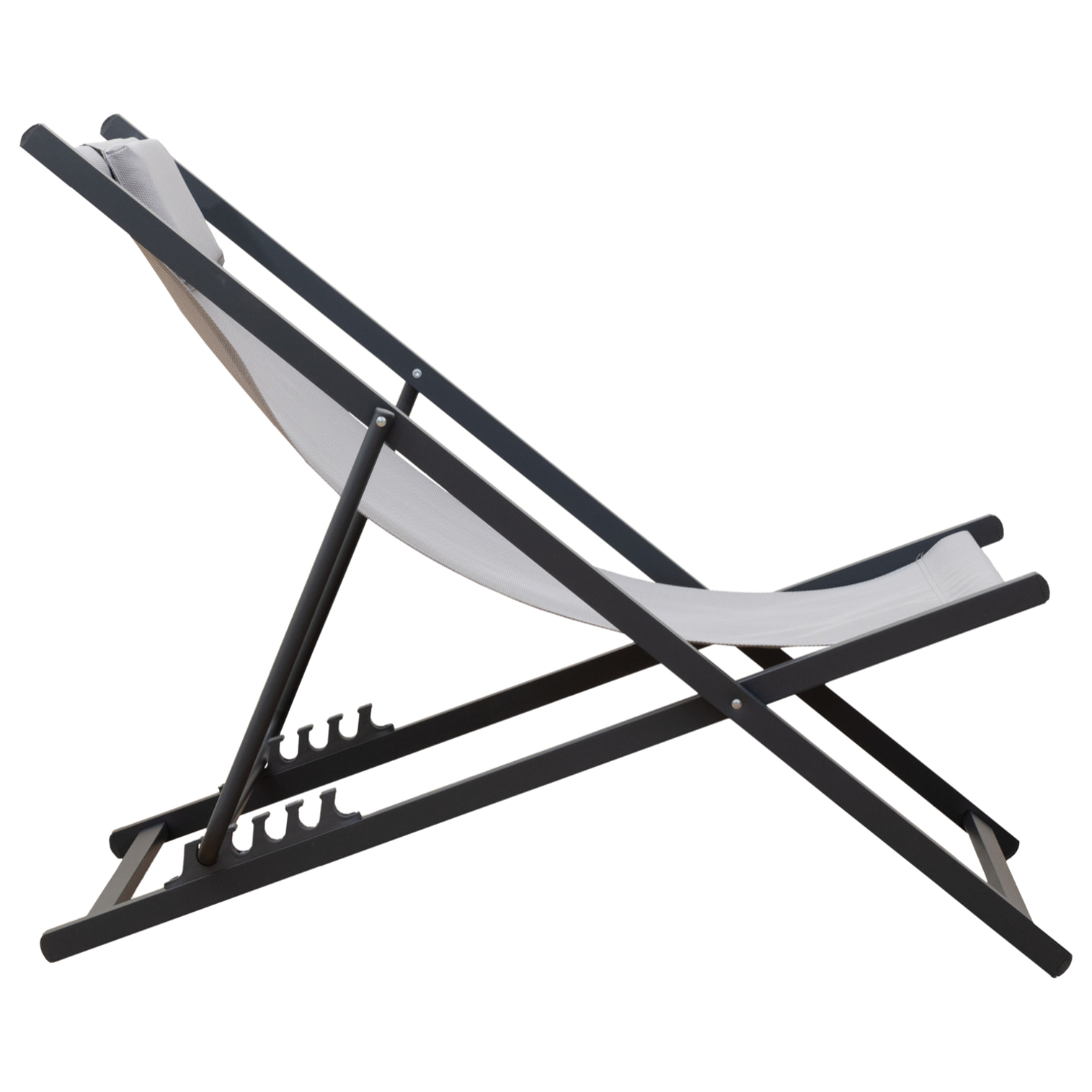 Lot de 2 chiliennes CYPRUS - textilène gris/structure anthracite