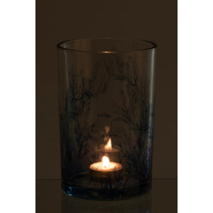 J-Line Photophore Corail - verre - bleu/transparent - large