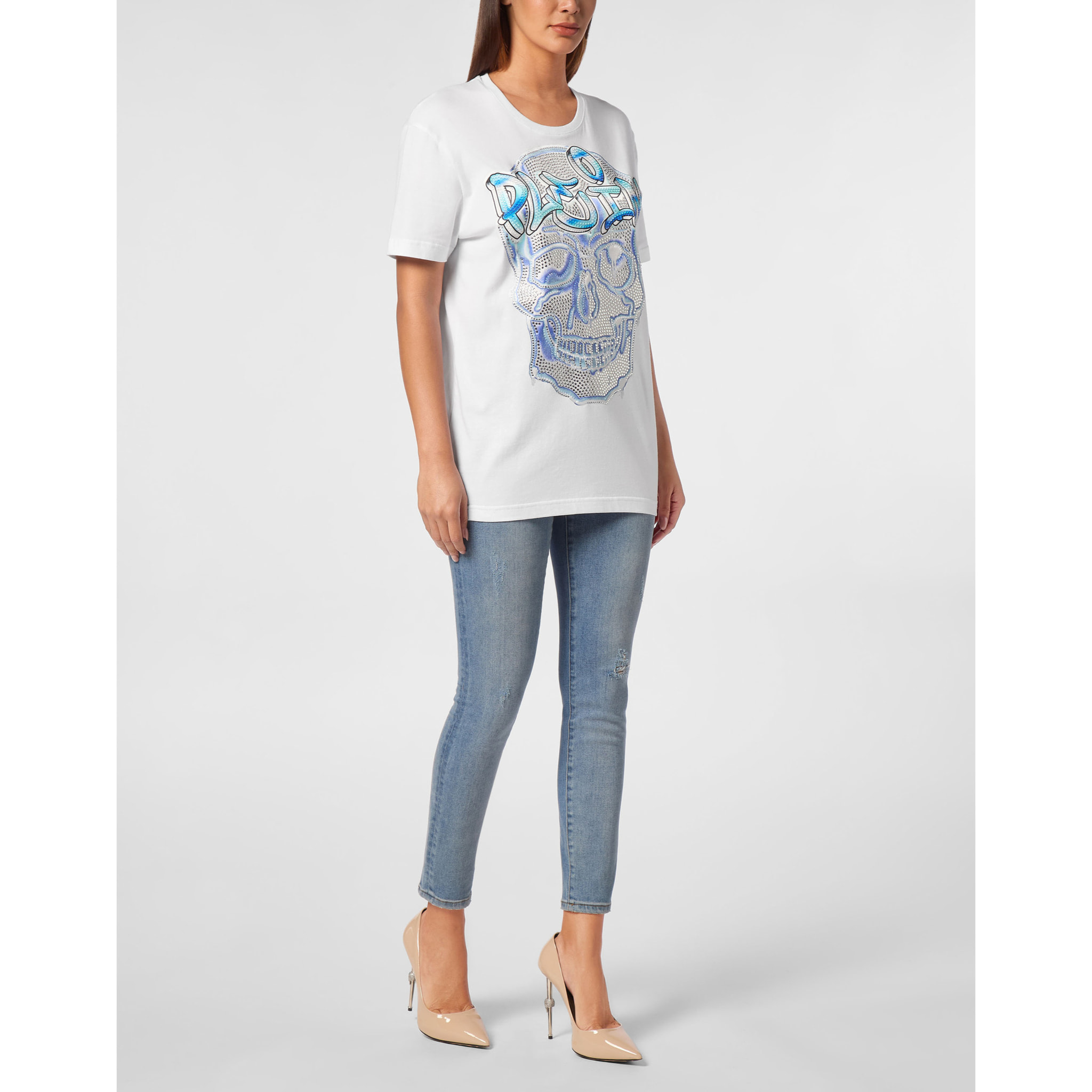 PHILIPP PLEIN Camiseta de corte masculino SKULL