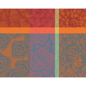 Set pur coton motif jacquard multicolore Mille petales floralies