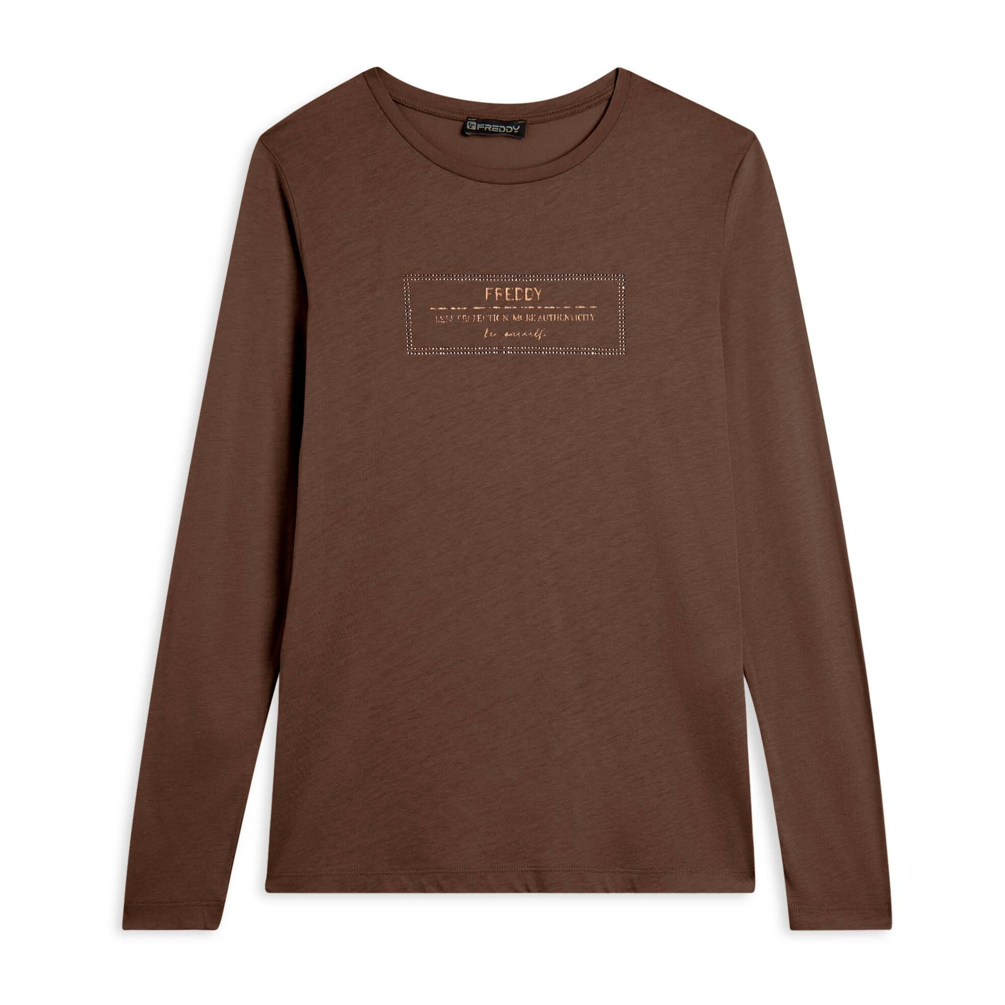 T-shirt donna lunga con spacchi e grafica brillante