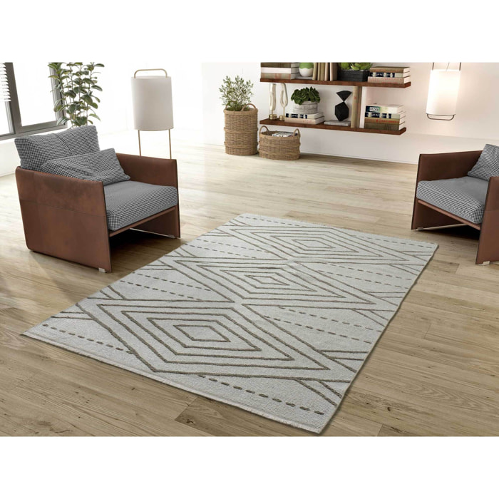 LUX Alfombra geométrica en estilo étnico en color beige, varias medidas disponibles.