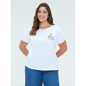 Fiorella Rubino - Camiseta de jersey con bordado New York - Blanco