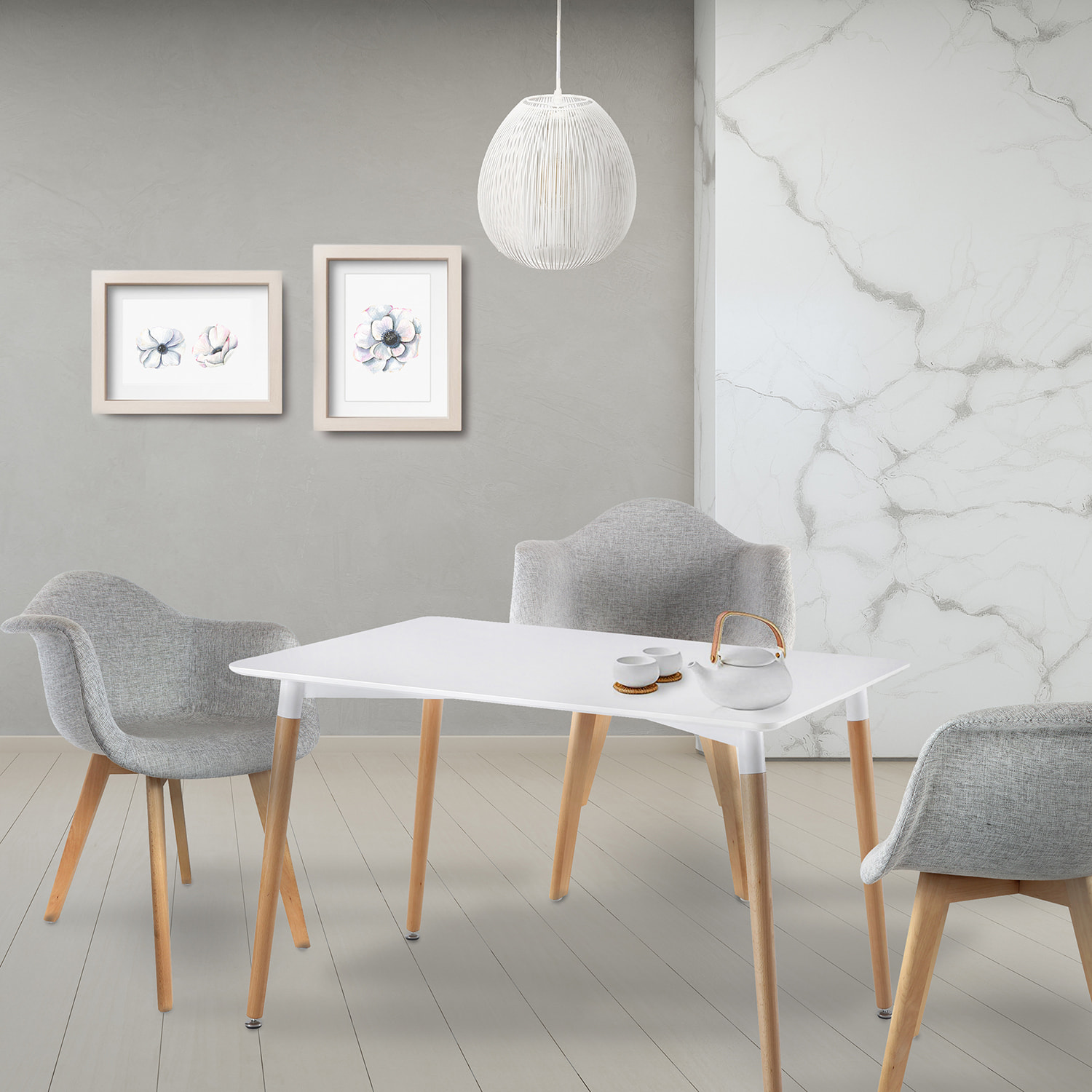 Fauteuil Scandinave Tissu Gris - Lot De 2