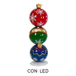 Trio di palle in metallo rosso, verde e blu con led cm38,5x30h103