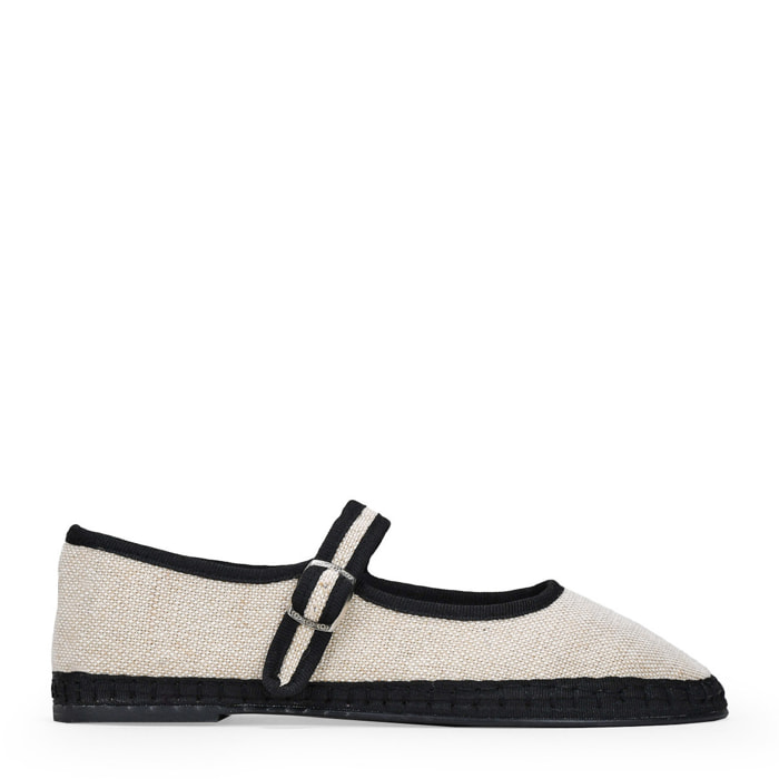 Bailarinas beige en canvas con tira al empeine