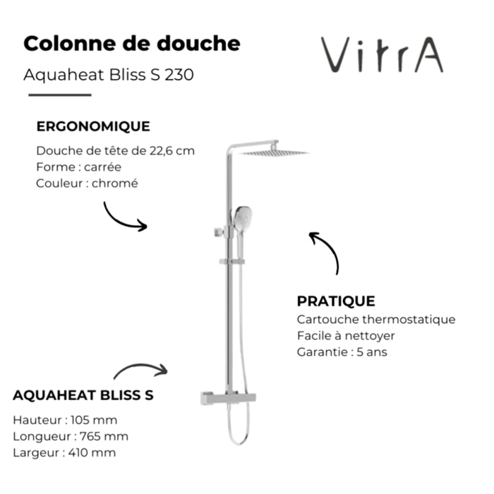 Colonne de douche VITRA Aquaheat Bliss S 230