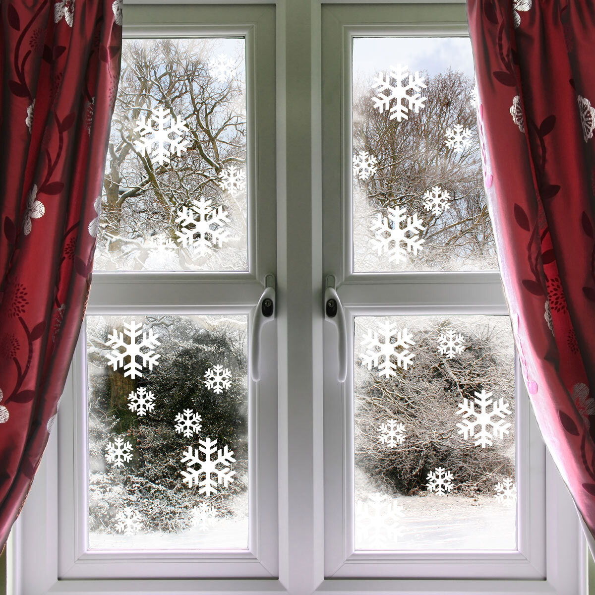 50 Stickers électrostatiques flocons - Autocollants adhésifs fenêtres noël - décoration fêtes
