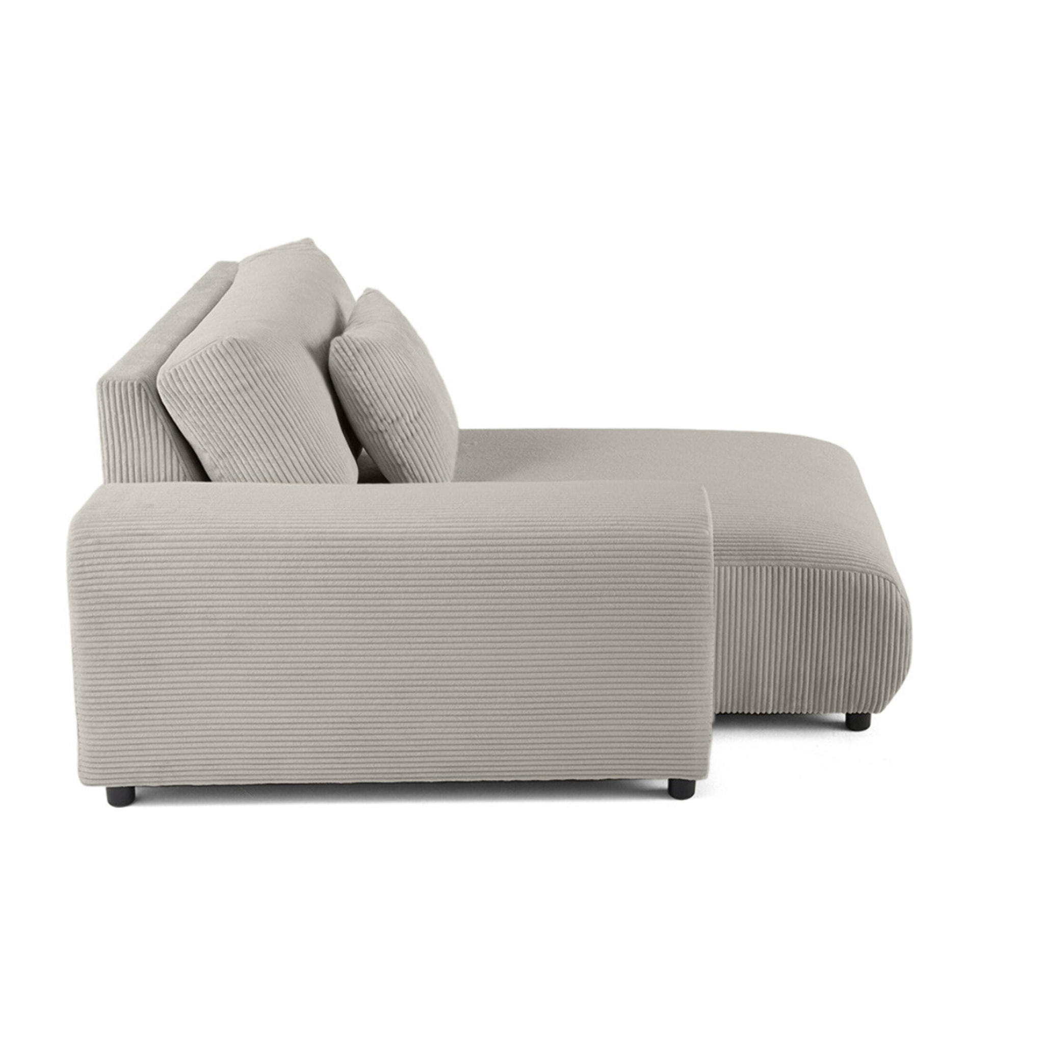 Garance - module d'assise méridienne gauche - en velours côtelé - Gris clair