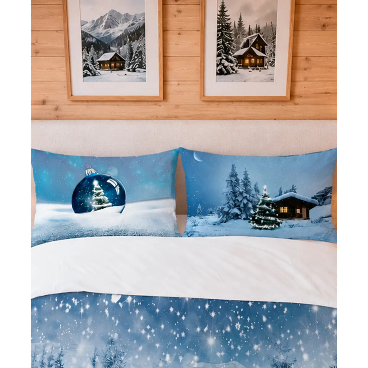 Parure Copripiumino Chalet paesaggio innevato 100% cotone