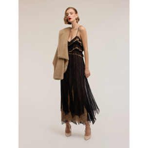 Motivi - Vestito lungo in georgette con pizzo Smart Couture - Nero