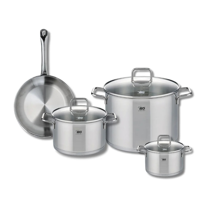Ensemble de 1 Poêle de cuisson 24 cm et 3 faitouts 14, 20 et 26 cm Elo Profi Citrin