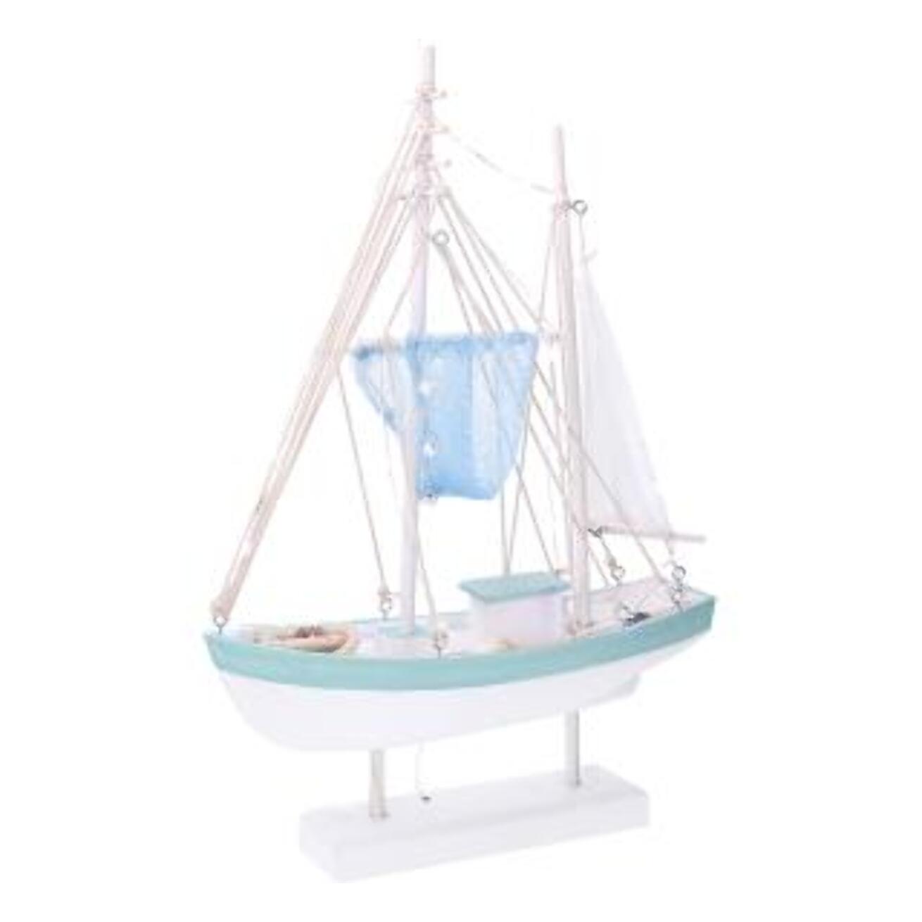 Barca in legno Mare con led bianco cm35,5x11,5h54,5