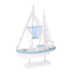 Barca in legno Mare con led bianco cm35,5x11,5h54,5