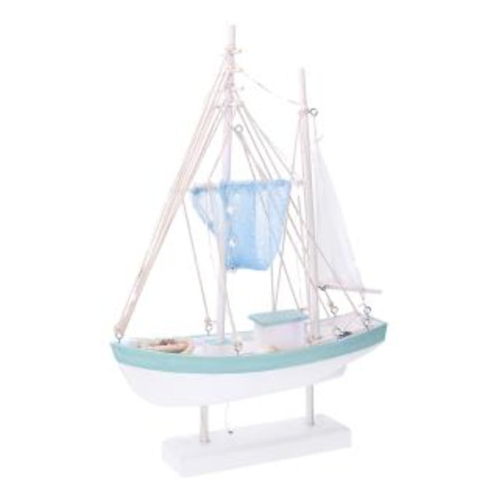 Barca in legno Mare con led bianco cm35,5x11,5h54,5