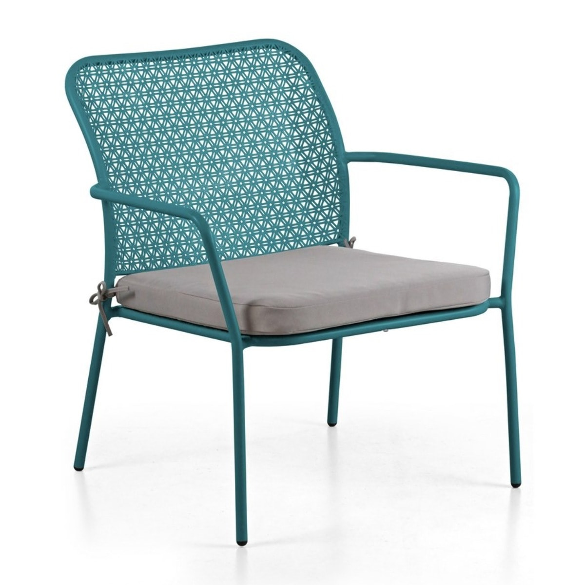 Set da giardino in acciaio con cuscini motivo floreale blu - Daisy