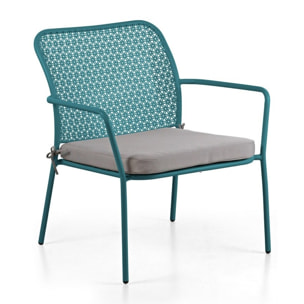 Set da giardino in acciaio con cuscini motivo floreale blu - Daisy