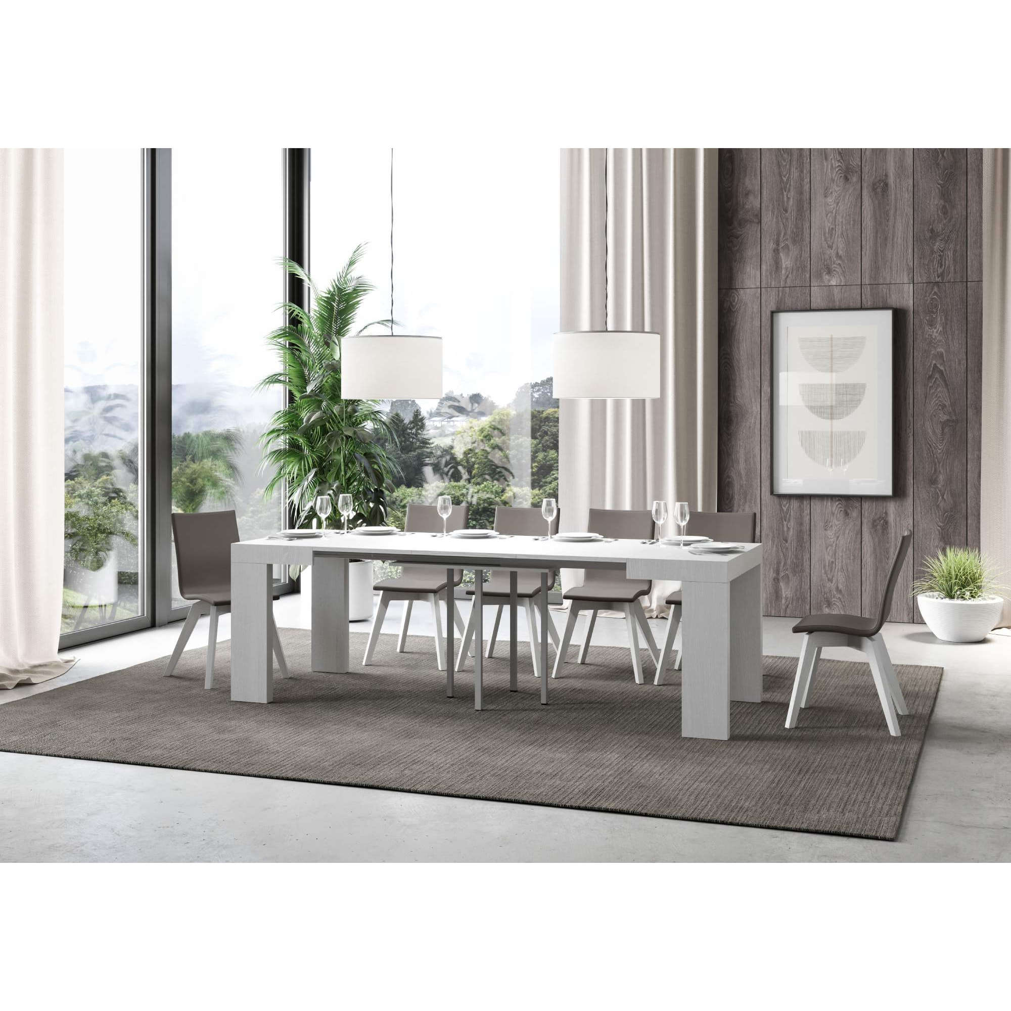 Table Roxell Extensible Frêne Blanc 90x90 Allongée 246