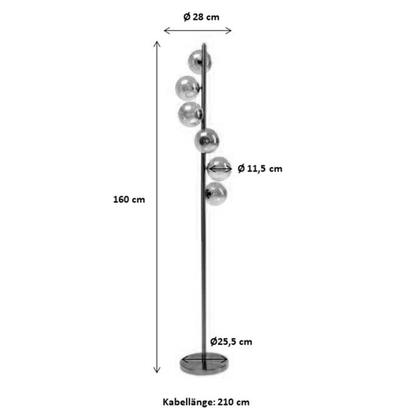 Lampadaire Scala Balls 160cm noir Kare Design