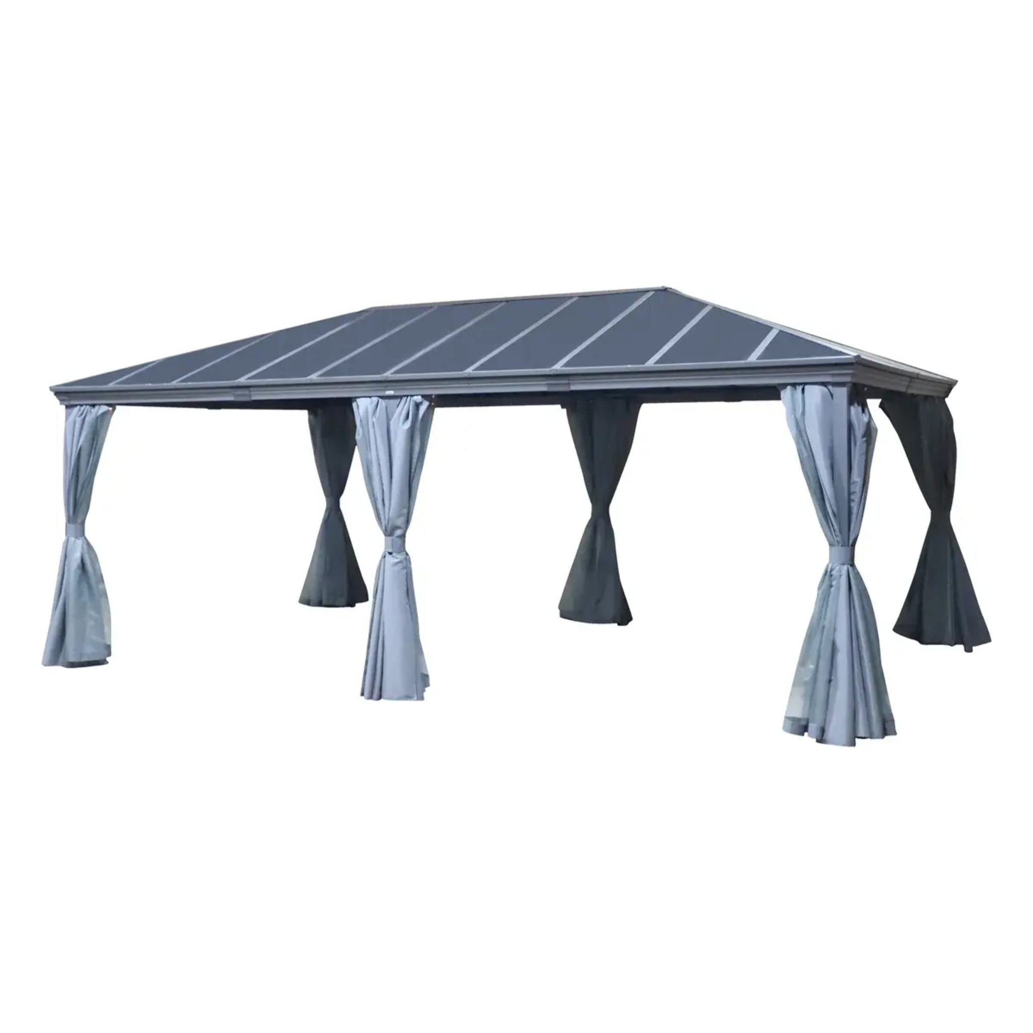 Pergola autoportante "Belize" graphite 3,6 x 6m en aluminium et polycarbonate