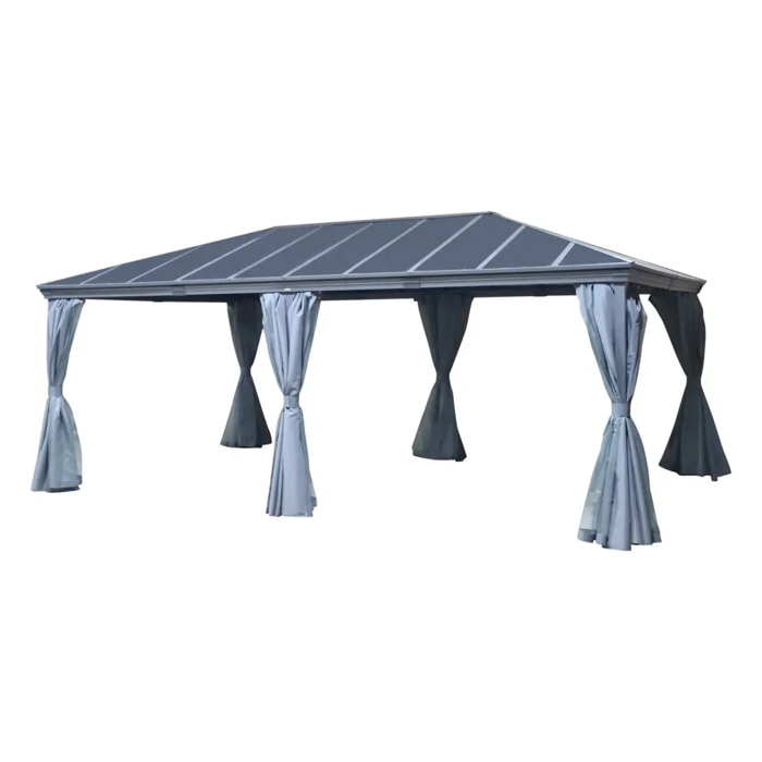 Pergola autoportante "Belize" graphite 3,6 x 6m en aluminium et polycarbonate