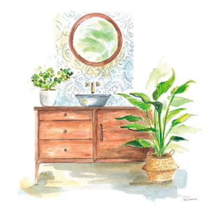Tableau deco Greenery Bath Toile imprimée