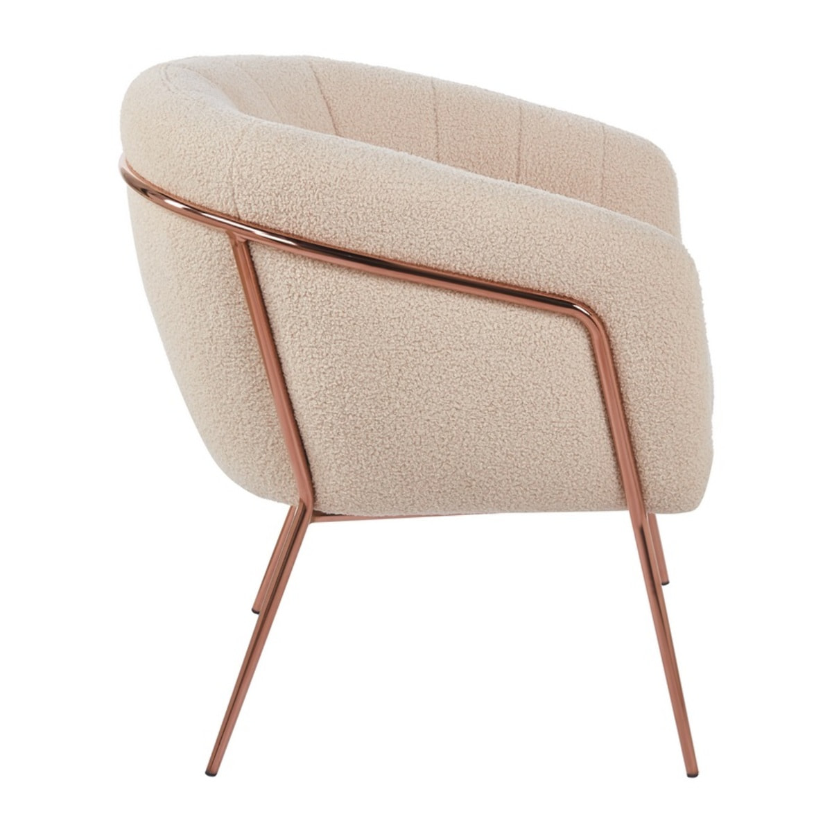 Poltrona in tessuto teddy beige con gambe metallo - Cloud
