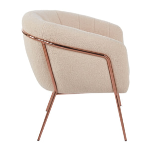 Poltrona in tessuto teddy beige con gambe metallo - Cloud