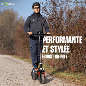 Trottinette Électrique Adulte EBOOST INFINITY, Autonomie 70Km, 25Km/h, Pliable, Freins à Disque Double, Pneus 10" Tout-Terrain, Pour Trajets Urbains