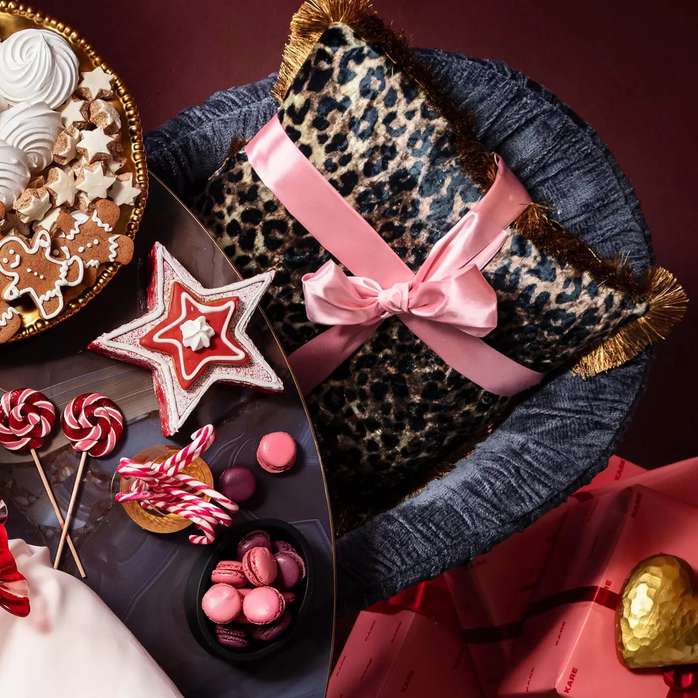 Coussin à franges léopard 55x55cm Kare Design