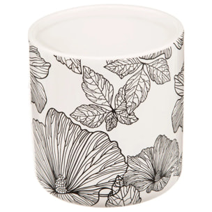 Pot à cotons "BlackFlora" noir et blanc