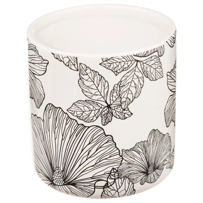 Pot à cotons "BlackFlora" noir et blanc