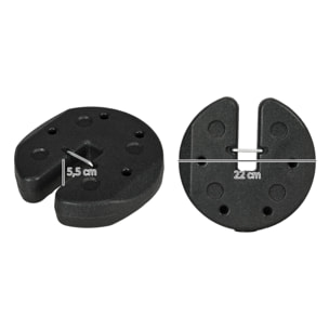 Pack de 4 Pesos para Carpas Plegables Pesos para Cenador Rellenados con Cemento Bases para Toldo Pérgola Ø22x5,5 cm Negro