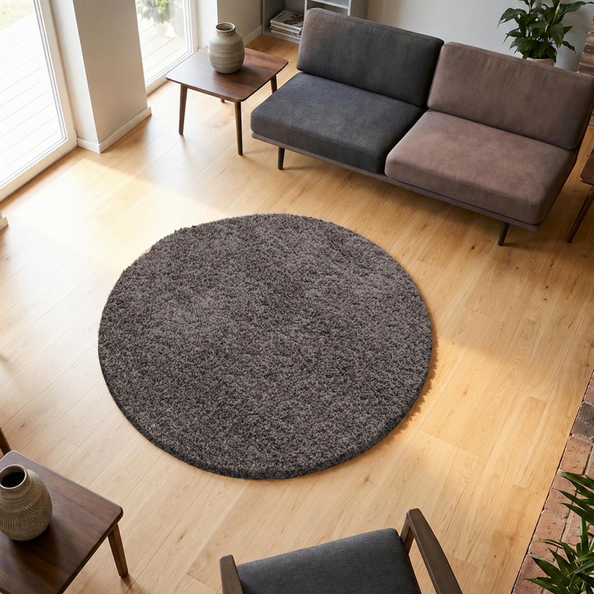 Tapis poils longs shaggy tissé motif uni ZASIVE