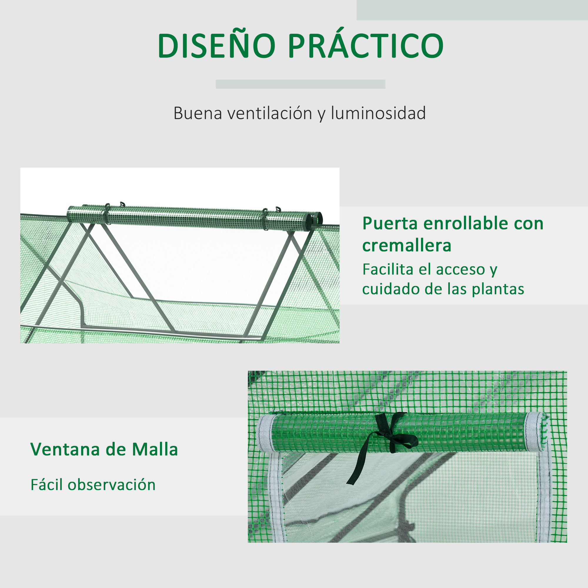Invernadero de Exterior, 180x140x80 cm, Invernadero Pequeño con 4 Ventanas Enrollables de Malla, Marco de Acero y Cubierta PE 140g/ãŽ¡ Anti-UV para Jardin, Cultivos, Plantas, Verde