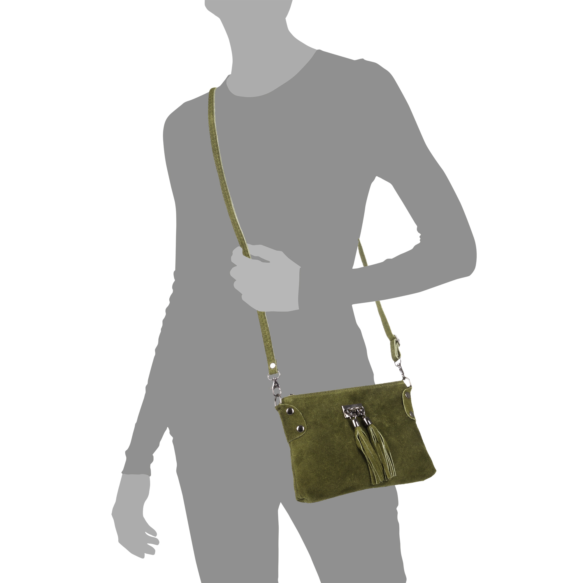 Savina Borsa a tracolla Donna.Cuoio autentico Scamosciato