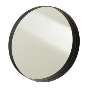 J-Line miroir Rond Bord - métal - noir - large -  Ø 40 cm