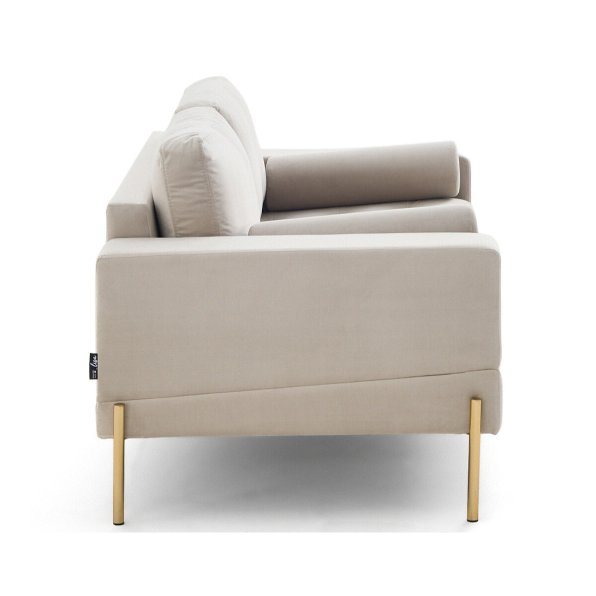 Isaure - canapé droit 2 places en velours - Beige