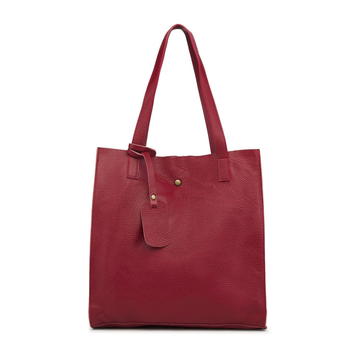 Borse Donna colore Rosso-in pelle Made in Italy 33x38x15cm