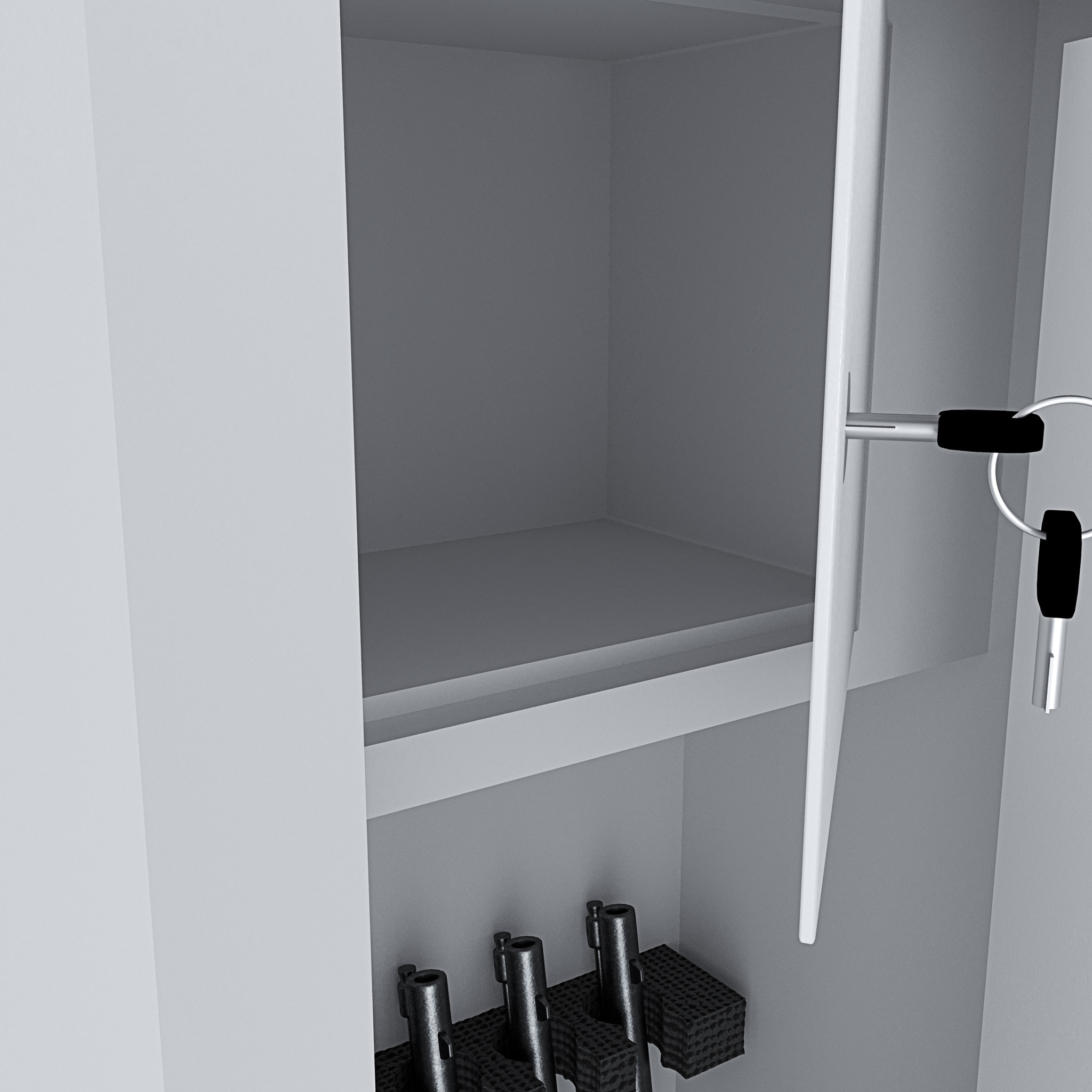 Armadio Portafucili Armi Blindato Fuciliera In Acciaio Con Tesoretto Con Serratura E Chiave A Doppia Mappa Bianco Opaco 148 x 34 x 28 Cm 5 Posti