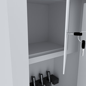 Armadio Portafucili Armi Blindato Fuciliera In Acciaio Con Tesoretto Con Serratura E Chiave A Doppia Mappa Bianco Opaco 148 x 34 x 28 Cm 5 Posti