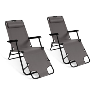 Fauteuils de jardin Relax double position - lot de 2