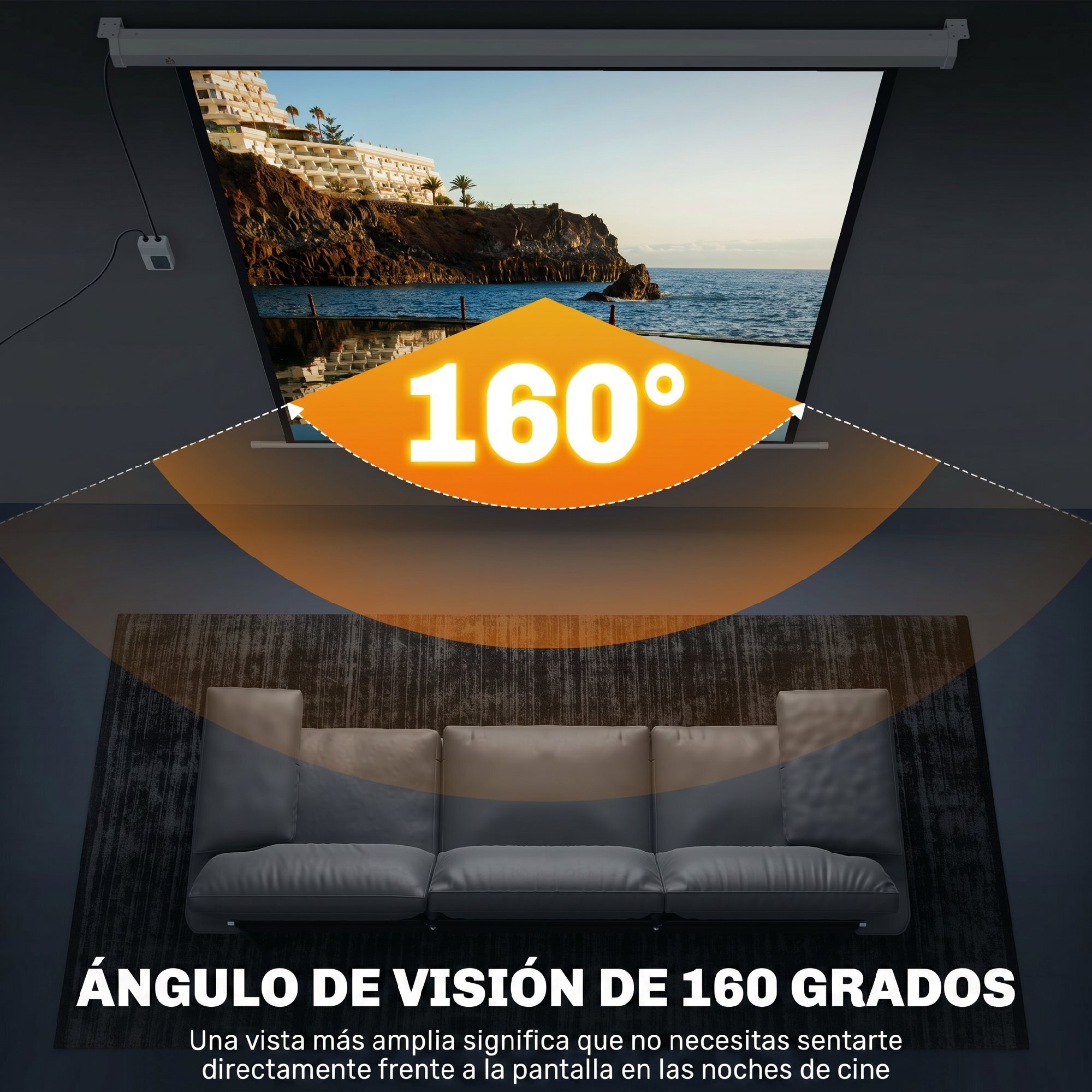 Pantalla de Proyector Eléctrica 85 Pulgadas, Pantalla de Proyección con Control Remoto, Formato 1:1, HD 4K, para Interior y Exterior, Eventos Deportivos, Cine en Casa, Oficina, Blanco