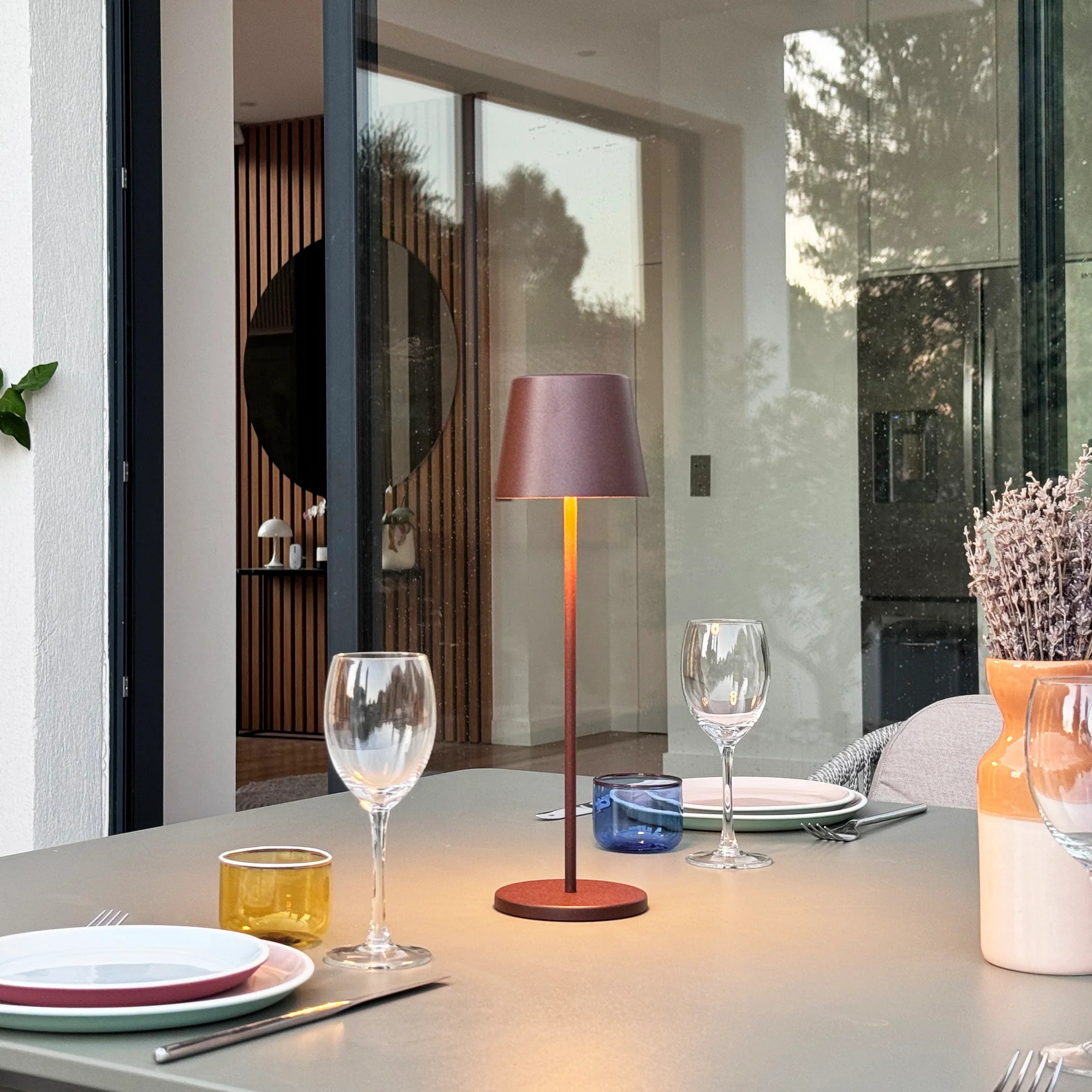 6 Lampes de table KELLY Rouille H38cm + base de chargement