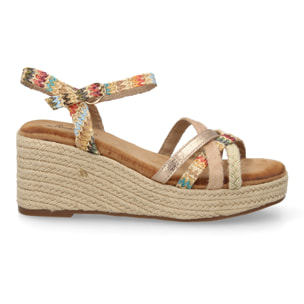 Sandalia de cuña para mujer, diseño de tiras cruzadas
