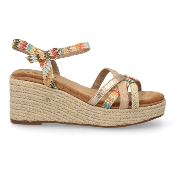 Sandalia de cuña para mujer, diseño de tiras cruzadas