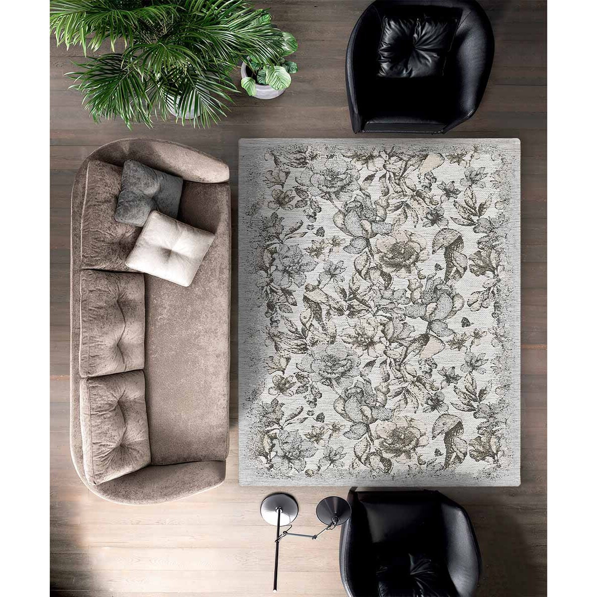 Tappeto Antiscivolo Moderno Salotto Grigio Beige