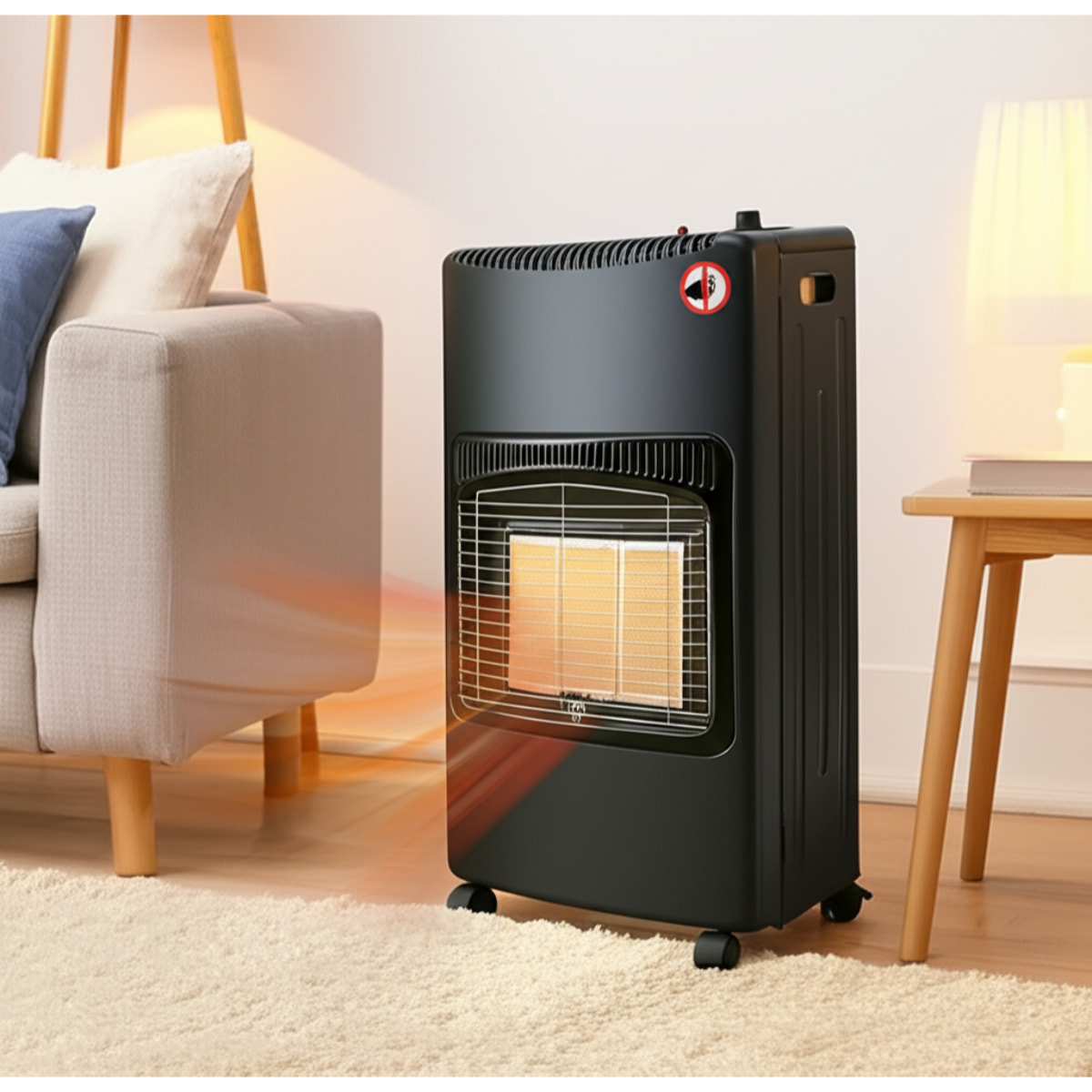Stufa a Gas GPL 4,2 kW 3 Livelli Pannelli Infrarossi Accensione Piezoelettrica CE Sicurezza ODS Antiribaltamento Ruote Adatta fino 60m³ Bombole 15 kg